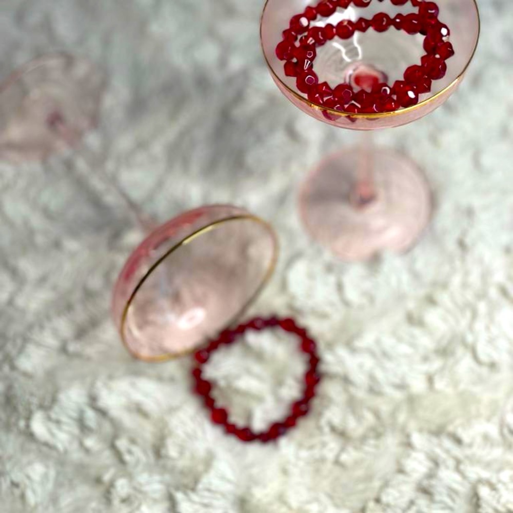 Hand made bracelet, red beaded bracelet.